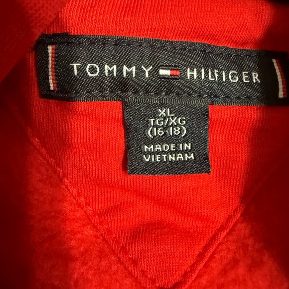 Tommy Hilfiger Varsity Script Logo Hoodie Red - Picture 5 of 5